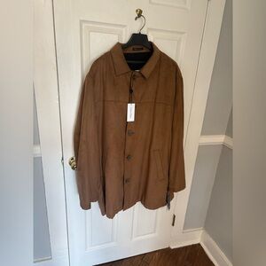 Calvin Klein Men’s Faux Suede Waterproof Winter Coat in Acorn Brown Size 46L
